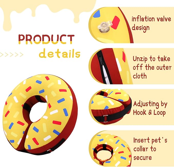 Supet Inflatable Dog Cone Collar Alternative After Surgery, Dog Neck Donut Collar Recovery E Collar for Neuter, Soft Pet Cone for Small Medium Large Dogs