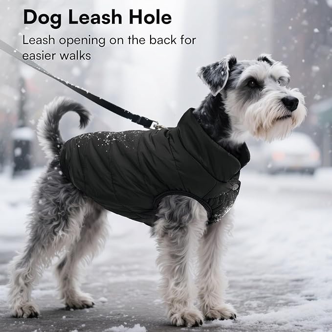 ASENKU Windproof Dog Winter Coat Waterproof Fleece Jacket Cold Weather Pet Apparel for Small Medium Large Dogs (Black, XS)