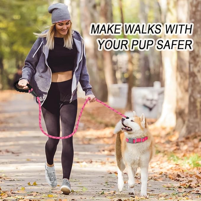 BARKBAY Dog Leashes for Large Dogs Heavy Duty Dog Leash 2 Pack 5 FT with Comfortable Padded Handle Highly Reflective Threads for Medium Large Dogs Walking Training Running (5FT-1/2,Pink+Black)