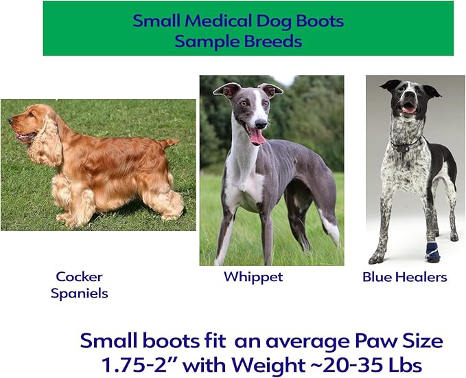 Healers Petcare Medical Dog Bootie for Wound Care & Paw Protection, Single Boot (Blue) - Non-Slip Sole, Breathable Fabric, Vet Approved (Small)