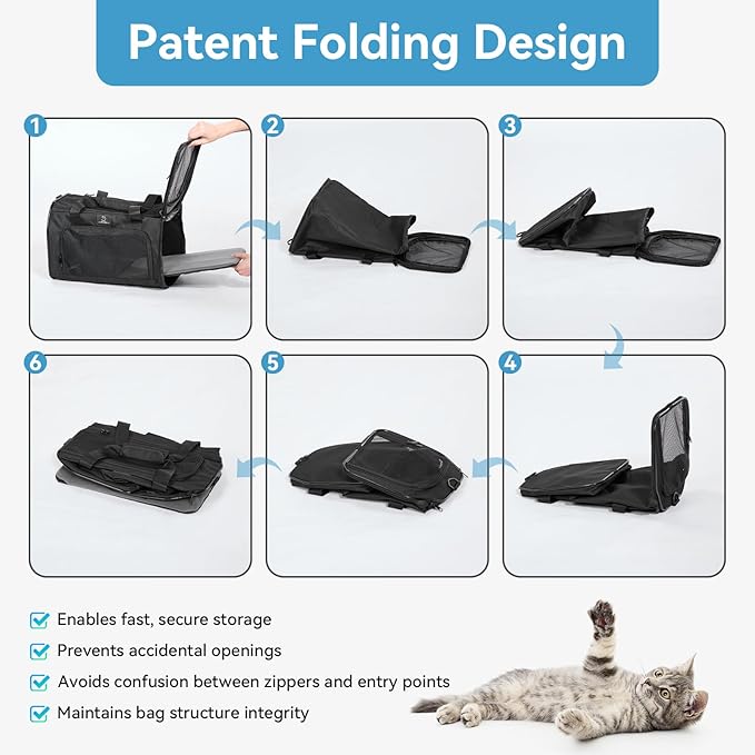 A4Pet Pet Carrier Airline Approved, Soft-Sided Carrier for Small Cats and Puppy, 17x11x11 Inches