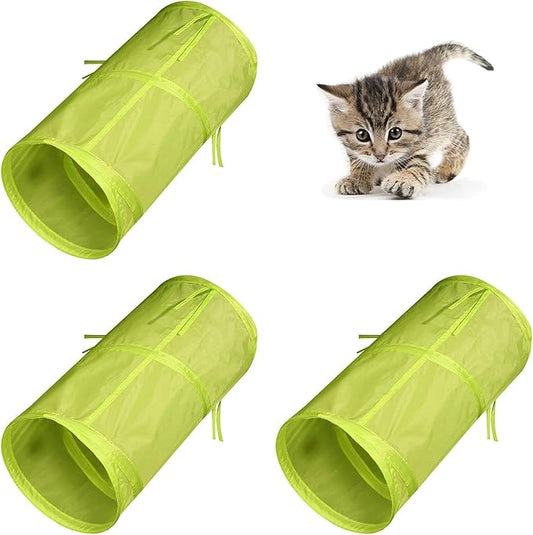Foldable Spiral Cat Tunnel - Indoor Toy for Small Cats, Kittens, and Rabbits - Tube for Interactive Play and Outdoor Fun - Pet Activity Toy Light Green 20" 3 Pcs