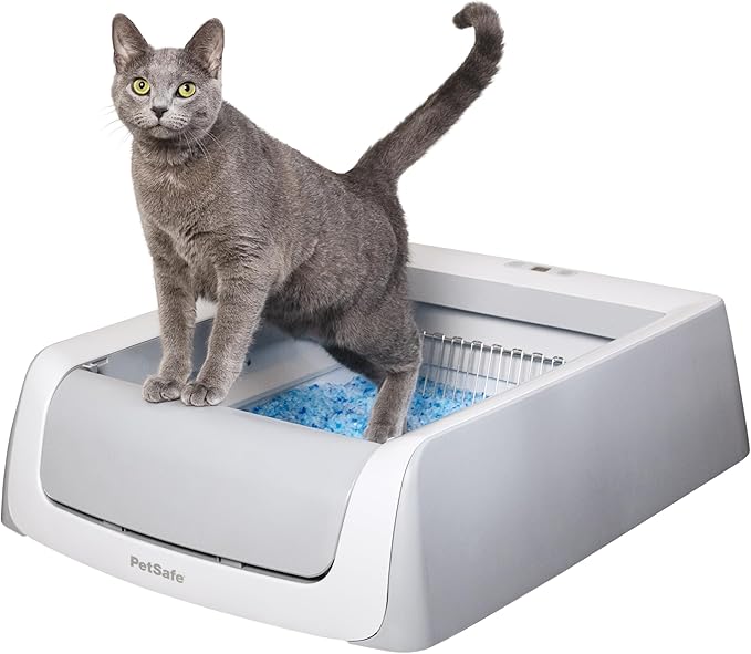 PetSafe Legacy ScoopFree Crystal Pro Self-Cleaning Automatic Litter Box - Uncovered Motion-Sensing Cat Box with Integrated Health Counter - Includes 1 Disposable Crystal Litter Tray