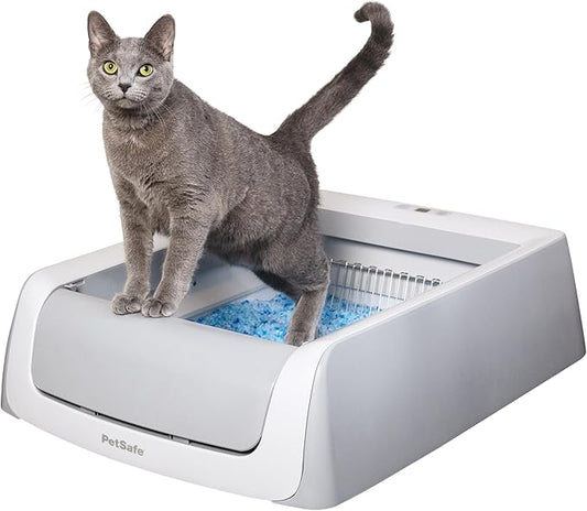PetSafe Legacy ScoopFree Crystal Pro Self-Cleaning Automatic Litter Box - Uncovered Motion-Sensing Cat Box with Integrated Health Counter - Includes 1 Disposable Crystal Litter Tray