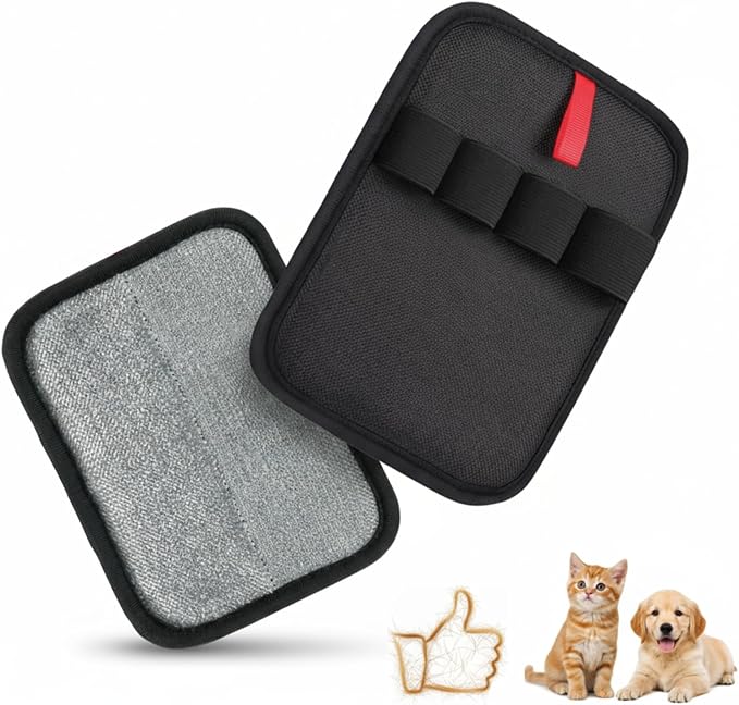 Pet Hair Removal Glove Upgraded Reusable 4-Finger Electrostatic – Magic Grooming Brush for Cats & Dogs, Remove Fur & Lint from Clothing, Carpet, Couch, Furniture & Car Seat