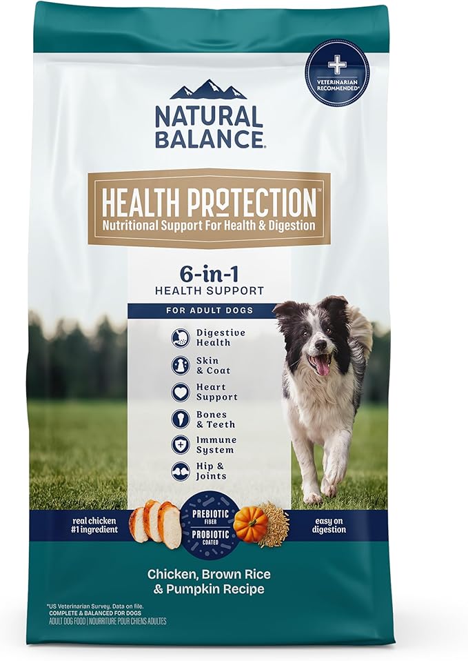Natural Balance Health Protection Dry Dog Food – Whole Body Health, Easy on Digestion Dog Food Made with Chicken, Brown Rice & Pumpkin for Dogs - 24lbs.