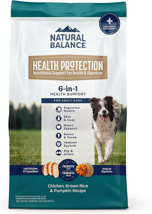 Natural Balance Health Protection Dry Dog Food – Whole Body Health, Easy on Digestion Dog Food Made with Chicken, Brown Rice & Pumpkin for Dogs - 4lbs.