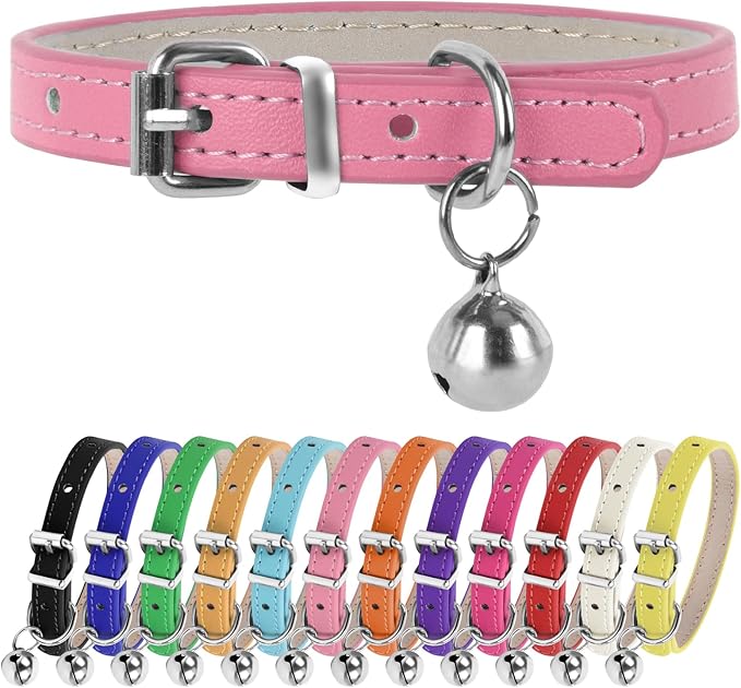 XXS Dog Collar Teacup Dog Collar, Light Pink Dogs Collars, Teacup Dog Collars for Small Dogs Cats, Pink, 3/8 inch Width