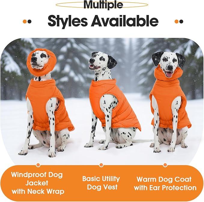 Dog Coats for Small Dogs, Warm Dog Puffer Vest for Winter Waterproof, Lightweight Down Pet Coats with Zipper & Neck Wrap, Warm Jacket for Dachshund, West Highland White Terrier, Orange S