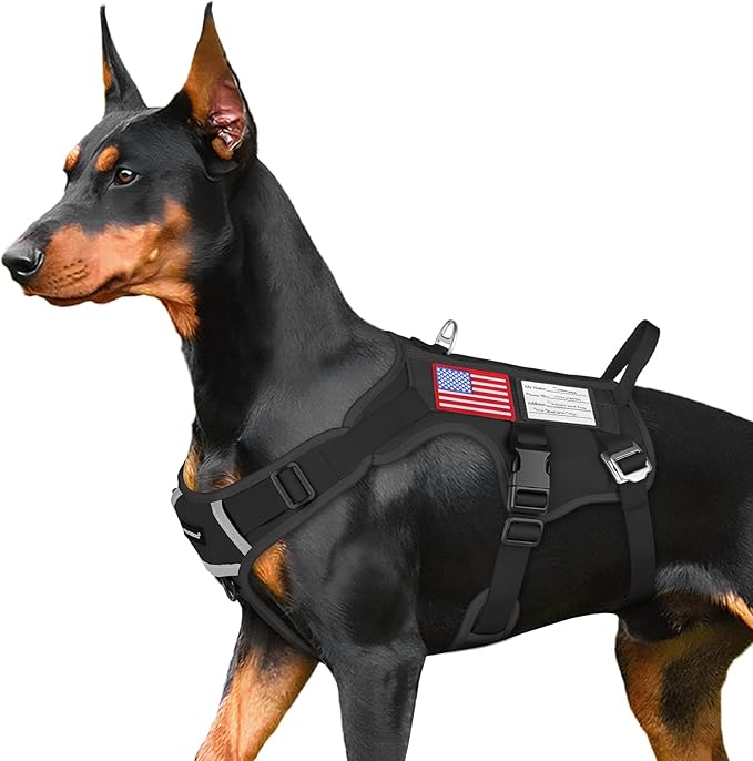 FAYOGOO Tactical Dog Harness for Large Dogs - Heavy Duty Dog Harness Escape Proof with Handle - No Pull Military Service Dog Vest with Removable Patches for Walking,Training,Hiking