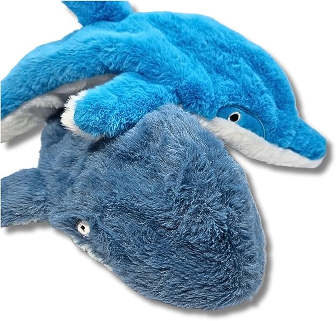 Crinkle Dog Toy – No Stuffing Squeaky Dog Toy for Small, Medium & Large Breeds, Interactive Tough Toy Set - Ideal for Chewing, Teething & Fetch, Durable Pet-Safe Materials - Soft Blue Plush, Large