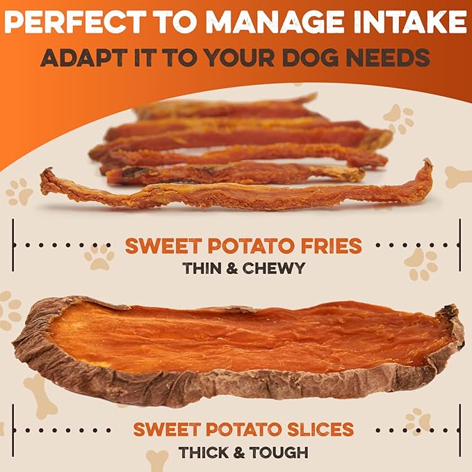 BRUTUS & BARNABY Sweet Potato Dog Treats- No Additive Dehydrated Sweet Potato Fries, Grain Free, Gluten Free and No Preservatives Added (14 oz)
