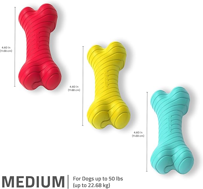Playology Dog Toys | Rainbow of Scent Chew Toy Gift Box - Dual Layer Bones for Dogs | Peanut Butter, Chicken, & Beef Scented Toys - Easy to Clean and Made from Non Toxic Materials
