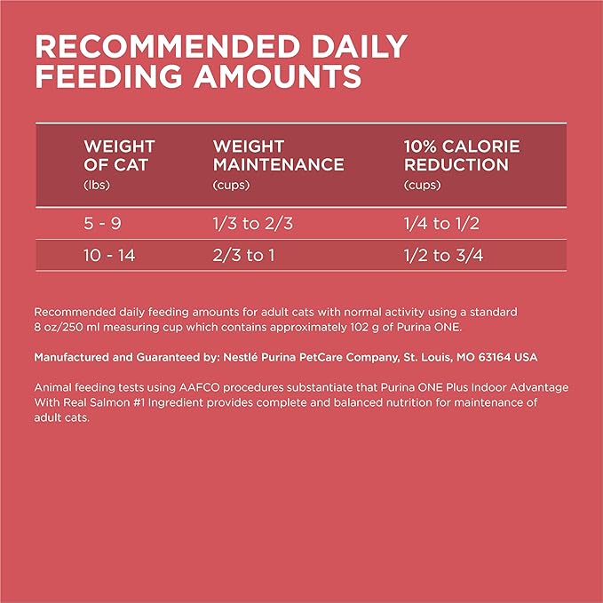 Purina ONE Natural Low Fat, Indoor Dry Weight Control High Protein Cat Food Plus Indoor Advantage With Real Salmon - 16 lb. Bag