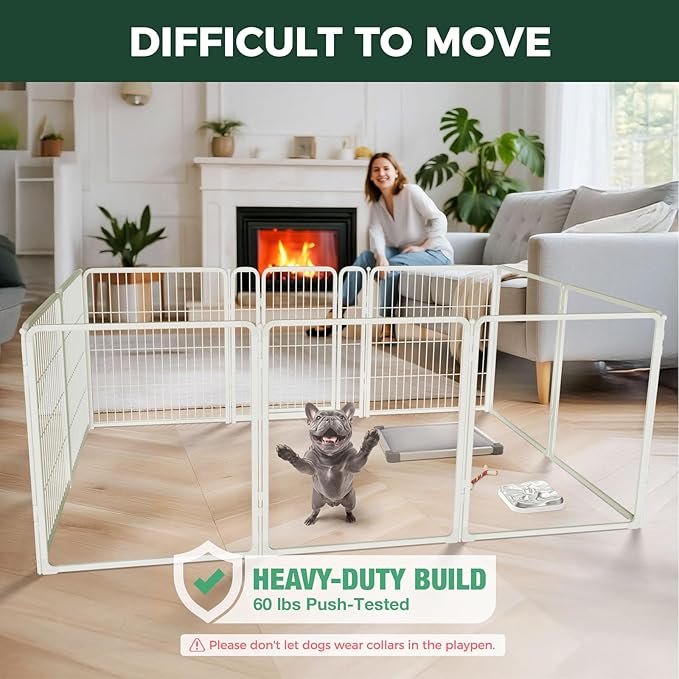 FXW Pawadise Acrylic & Wire Mesh Indoor Dog Playpen, Heavy Duty 32 Inch 10 Panels Metal Dog Pen for Small and Medium Dogs, White│Patented