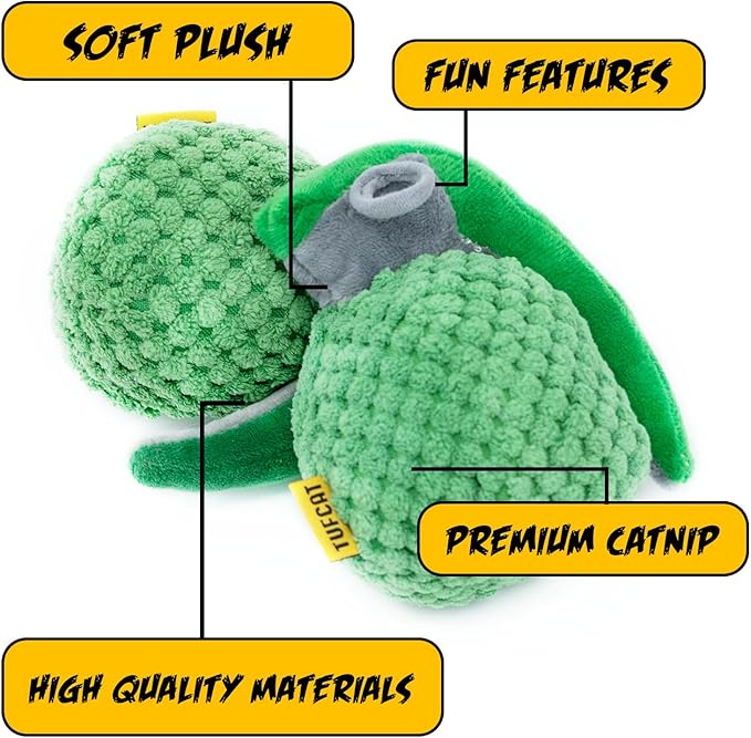 Cat Toys Grenade, Cat Toys for Indoor Cats, Kitten Toys, Catnip Toys for Cats of All Breeds, Action Themed Fun for Kicking, Biting, Chewing (Grenade & TNT, 2-Pack)