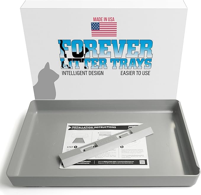 Forever Litter Tray, Petsafe Scoopfree Compatible Reusable Cat Litter Tray, Made in USA. Durable 100% Recycled ABS Won’t Stain, Scratch or Hold Odors. Easier Clean Design with Improved Clip-on Flap