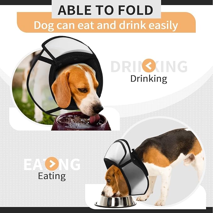 Allroaring Dog Cone Collar, Soft Dog Cones for Medium Dogs After Surgery, Adjustable Pet Cone for Dogs to Stop Licking, Breathable Doggie Elizabethan Collar for Wound Care Spay Neuter, Black M