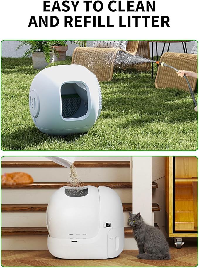 PETKIT PuraMax 2 Automatic Self Cleaning Litter Box, Anti-Leakage Multi-Cat Compatible Smart Cats Litter Box, Safety Sensors App Control Include Triple Odor Removal Litter Mat Trash Bags