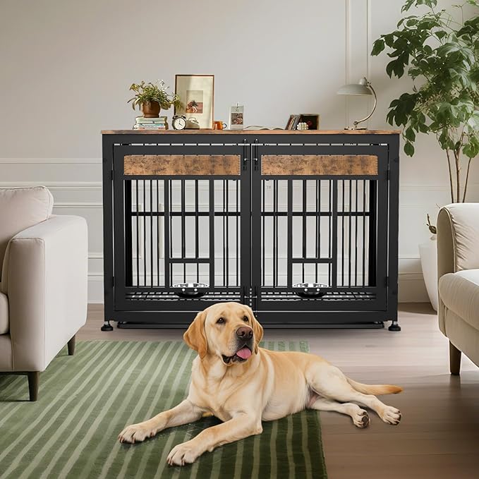 48 Inch Heavy Duty Dog Crate Furniture for Large Dogs, Decorative Pet House End Table, Extra Large Wooden Cage Kennel Furniture Indoor