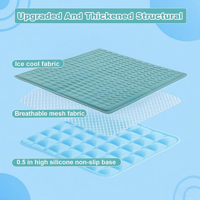 Cat Heating Pad - 18x18 Inch Waterproof Heated Cat Bed with Smart Thermostat Switch and Plush Fabric Cover Blue