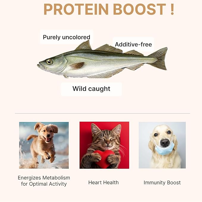 Puppyluv Air Dried Pollock Stick Dog & Cat Treats - Wild Caught, Single Ingredient, Natural, High Protein & Fish Oil, Grain Free, Gluten Free, 2.5oz