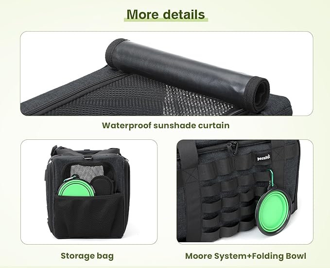 Pecute Cat Carrier Expandable, Airline Approved Cat Soft-Sided Carriers, Breathable Pet Carriers up to 5kg/12lbs, Collapsible Cat Bag Carrier Great for Travel, Outdoor, Hiking, Camping, Dark Gray