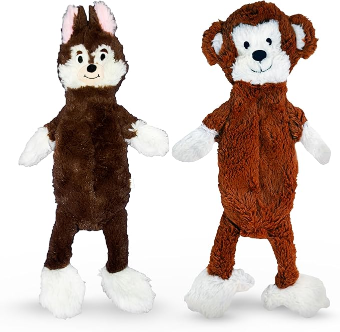 FGA MARKETPLACE Monkey-Fox Flat NO Stuffing NO Squeak Plush Dog Toy, Funny Style Will Entertain Your Pet for Hours, Recommended for Small and Medium Dog 21 INCH Long