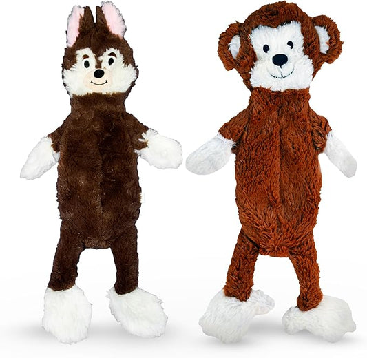 FGA MARKETPLACE Monkey-Fox Flat NO Stuffing NO Squeak Plush Dog Toy, Funny Style Will Entertain Your Pet for Hours, Recommended for Small and Medium Dog 21 INCH Long