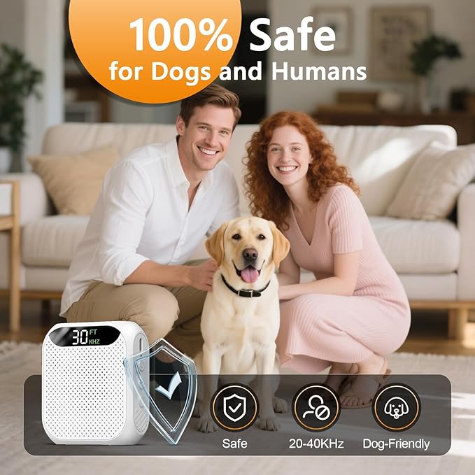 Anti Barking Devices - 30FT Effective Range, 3 Adjustable Modes, 2025 Upgrated Rechargeable Ultrasonic Dog Bark Deterrent - Suitable for All Large & Small Dogs