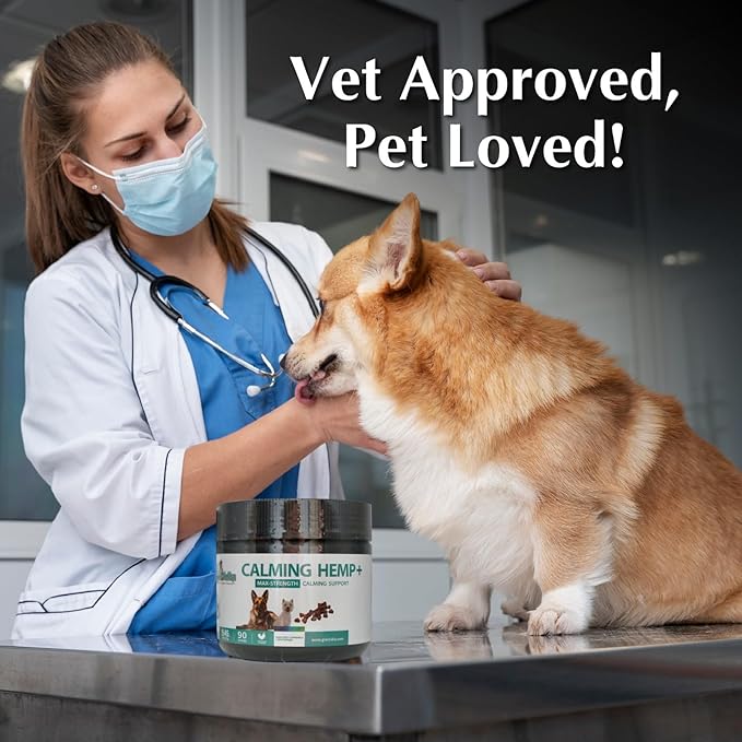 Calming Chews for Dogs Hemp-Based Max Strength Anxiety Relief, Stress Relief for Fireworks, Thunderstorms, Travel & Separation – Chicken Flavor – 90 Soft Treats for Dogs