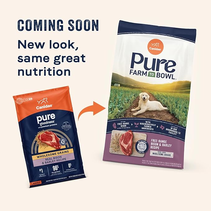 CANIDAE® Pure Limited Ingredient Premium Adult Dry Dog Food, Real Bison & Barley Recipe, Dog Dry, 24 Pounds
