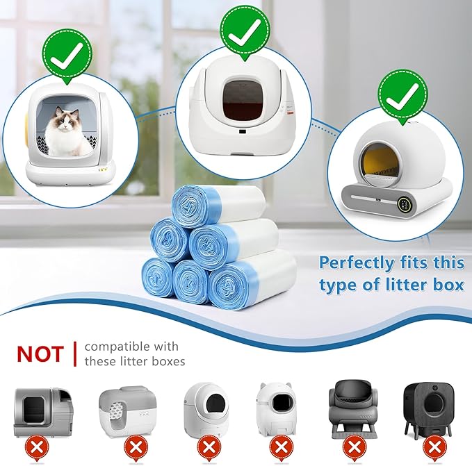 120 Count Cat Litter Bags for Automatic Litter Box, Fit for MeoWant-SCO1 and MeoWant-SCO2, Thick Heavy Duty Drawstring Self-Cleaning Cat Litter Box Liners Bag -17.7" x 19.68"