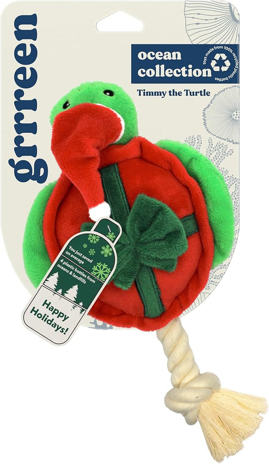 Dog Toys | Holiday Plush Toy Turtle Stuffed Animal for Dogs | Medium Eco Friendly Toy - Easy to Clean and Made from Non Toxic Materials