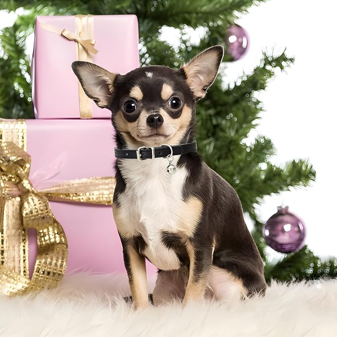 Hot Pink Puppy Collar with Bell, Soft Pu Leather Cat Collars Adjustable Buckle for XXS XS Extra Small Medium Tiny Female Girls Pets Dogs Kitten Teacup Yorkie S