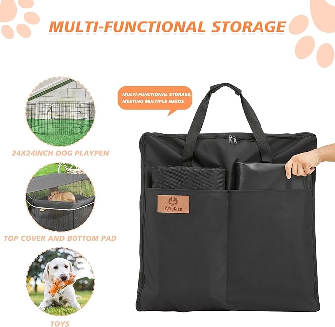 PJYuCien Dog Playpen Storage Bag, Suitable for 24"x24" Foldable Exercise Pet Playpen, Dog Fence, Oxford Cloth Fabric, Waterproof and Moisture-Proof