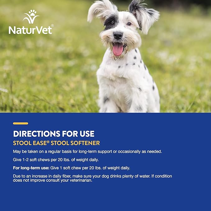 NaturVet – Stool Ease for Dogs – 40 Soft Chews – Helps Maintain Regular Bowel Movements – Enhanced with Sugar Beet Pulp, Flaxseed & Psyllium Husk – 40 Day Supply