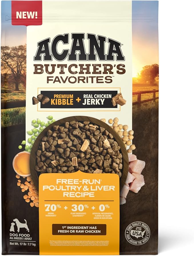 ACANA Butcher’s Favorites Grain-Free Dry Dog Food Free-Run Poultry & Liver Recipe 17lb Bag