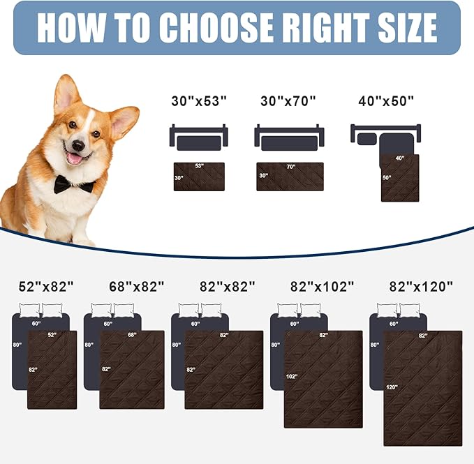 Smiry Waterproof Dog Blanket, Reversible Dog Bed Cover Pet Blanket, Soft Pet Couch Covers for Sofa Washable, Bed Couch Sofa Furniture Protector for Puppy Cat Kids (68"x82", Chocolate/Dark Grey)