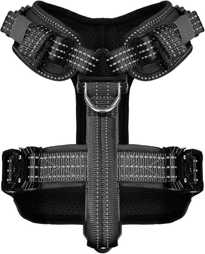 ICEFANG Dog Strap Harness with All-Metal Hardware,for Small Sized Dog,K9 Vest,Y-Shape Soft Padding,Adjustable Pet Harness,No-Pull Front Leash Clip (Small (Pack of 1), Black)