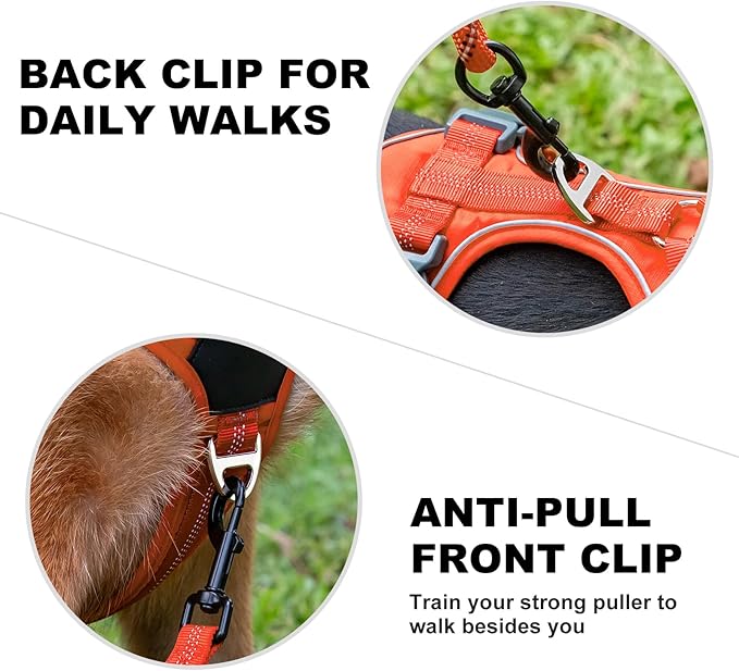 Plutus Pet No Pull Dog Harness, Release at Neck, Soft Padded, Reflective Adjustable Dog Vest Harness for Small, Medium, Large Dogs(Orange, S)