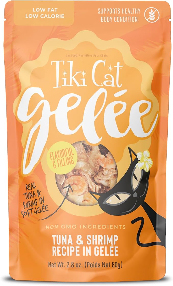 Tiki Cat Gelee Wet Cat Food, Tuna & Shrimp, 2.8 oz. Pouch (12 Count)