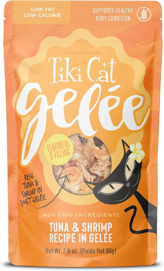 Tiki Cat Gelee Wet Cat Food, Tuna & Shrimp, 2.8 oz. Pouch (12 Count)