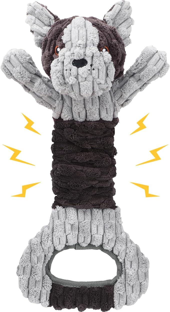 Plush Dog Squeak Toys with Crinkle Paper - Pull Interactive Tug of War Dog Toy, Great for Dental Health, Strengthening Bonds and Anxiety Relief for Puppies, Small, Medium, Large Dogs