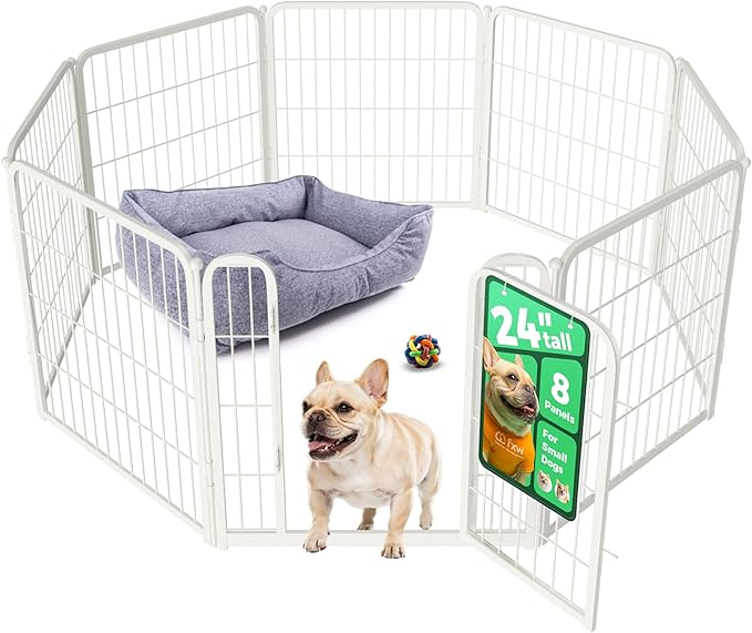 FXW Homeplus Unleashed Indoor Dog Playpen - Stress-Free and Safe Play, Heavy Duty 24 Inch 8 Panels Dog Pen for Puppy and Small Dogs, White│Patented