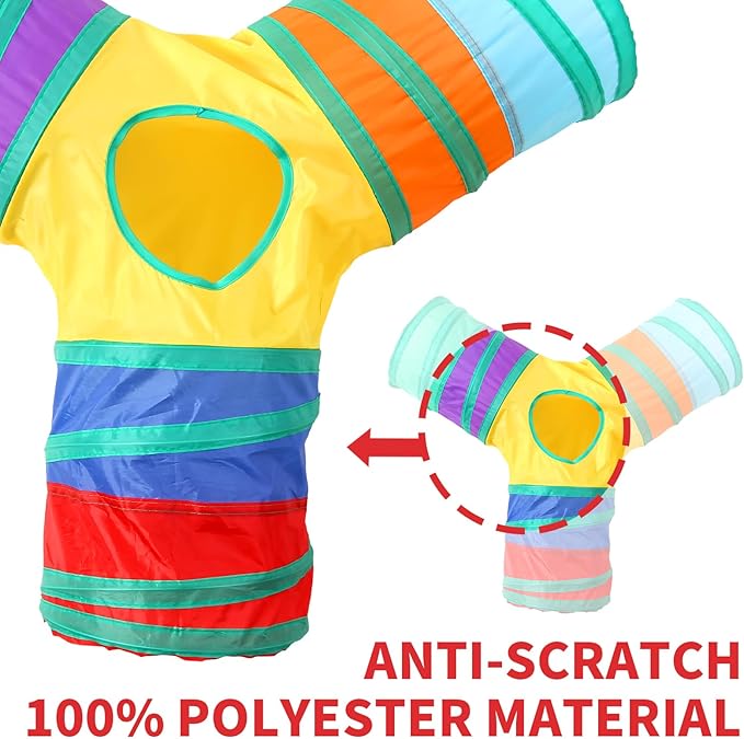 Pet Cat Tunnel, Y-3 Way Tunnels for Indoor Cats, Collapsible Pet Tunnel for Kitten, Puppy, Rabbit, 25cm-Wide Tunnels, Durable & Breathable, with Peek Hole Toy Ball