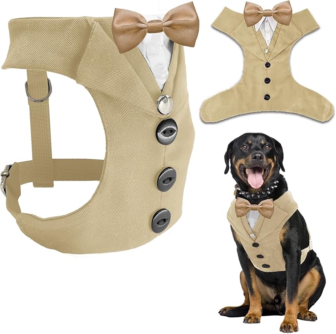 AVERYDAY Dog Tuxedo for Wedding Outfit, Dog Suit and Tie Costumes for Birthday, Halloween, Cosplay, Christmas Party, Pet Formal Wear with Bowtie, Tux for Medium Large Dogs, Bulldog, Labrador, Husky