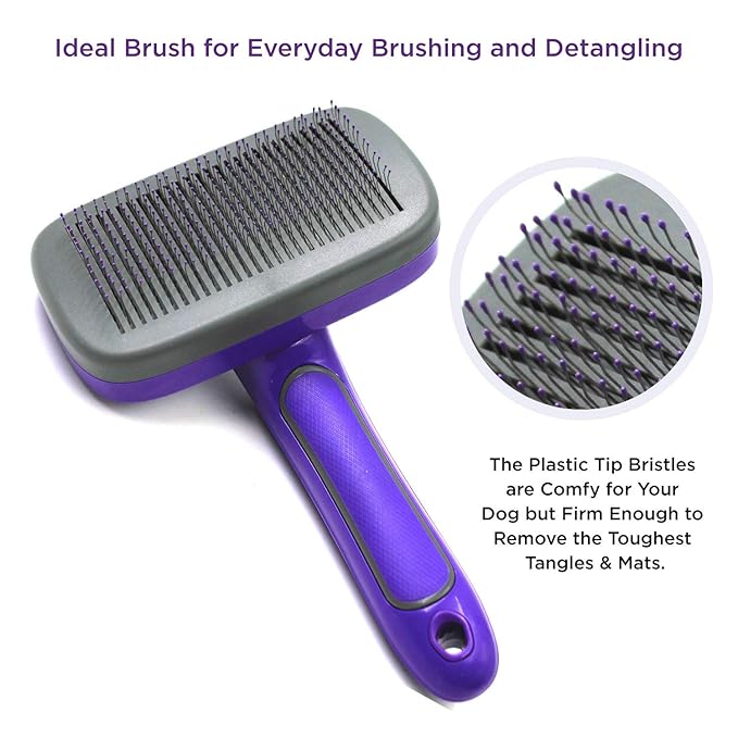 Hertzko Self Cleaning Slicker Brush for Pets, Dog & Cat Brush, Dog Brush for Shedding, Cat & Dog Grooming, Grooming Brushes for Long Short Haired Dogs Cats, Deshedding Brush, Rake, Comb