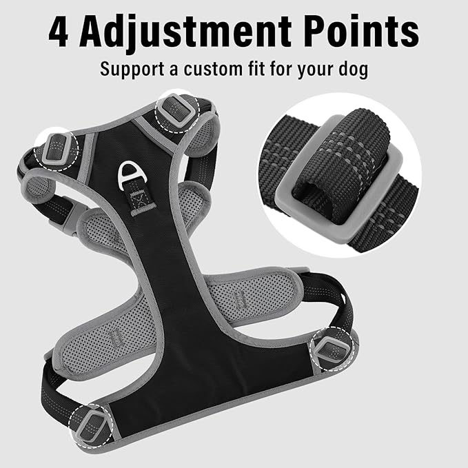 Plutus Pet No Pull Dog Harness, Release at Neck, Reflective Adjustable Dog Vest Harness, Easy Control Handle for Walking, for Small Medium Large Dogs, Black, S