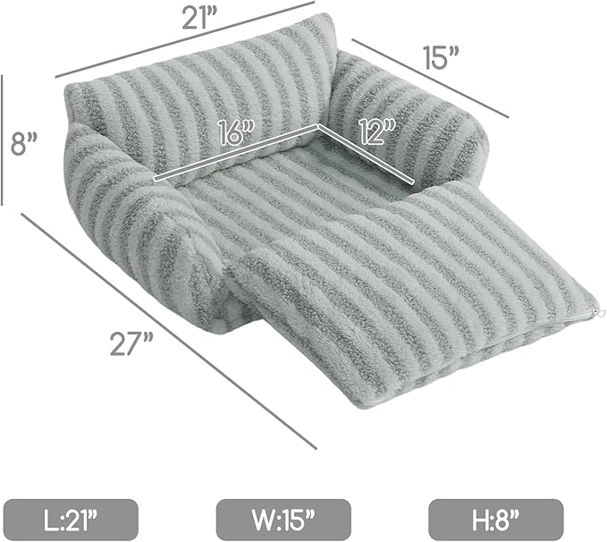Hollypet Cat Bed Fluffy Plush Mutifuctional Double-Layer Soft Pet Couch Orthopedic Sofa Nest Beds for Small Cats and Dogs, Gray (21x15x8 inch)